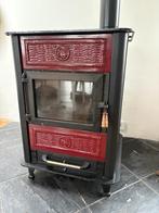 Italiaanse houtkachel met rode emaille, Ophalen, Gebruikt, Houtkachel, Vrijstaand