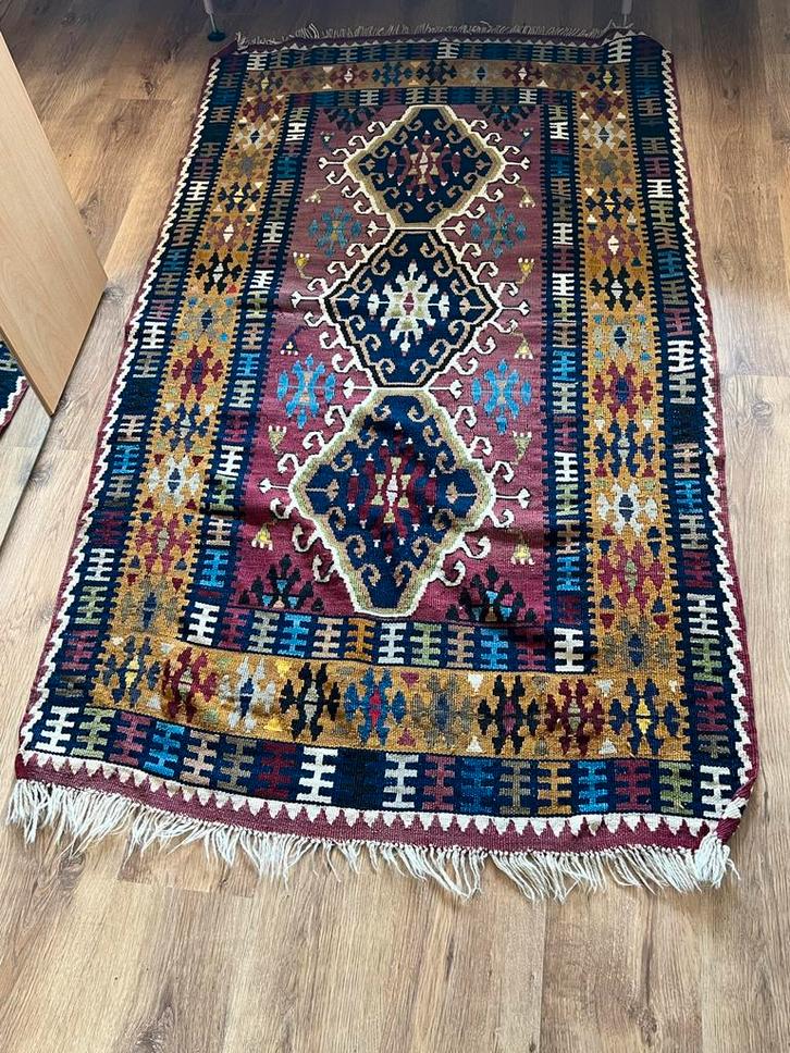 Perzisch Kleurrijk Vintage Tapijt, Huis en Inrichting, Stoffering | Tapijten en Kleden, Gebruikt, 50 tot 100 cm, 100 tot 150 cm