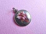 jwg Vintage 50s 60s cyclaam bloem bedel hanger zilver roze, Verzenden, Zilver, Hanger