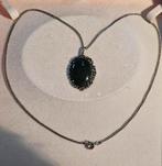 Zilveren jade ketting met hanger antiek, Verzenden, Zilver, Hanger, Met edelsteen
