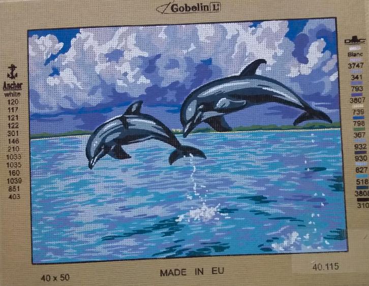 Cado voorbedrukt voorduurstramien  dolfijnen 115, Hobby en Vrije tijd, Borduren en Borduurmachines, Nieuw, Onderdeel of Toebehoren