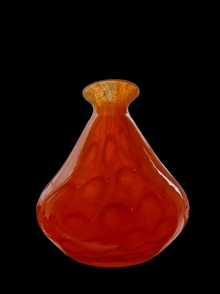 Prachtig mond geblazen vaas Romische glashutte lindz Germany, Gebruikt, Oranje, Ophalen of Verzenden, Glas