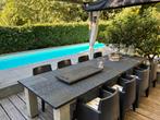 Houten tuintafel, incl. stoelen, 10 personen., Tuin en Terras, Ophalen, Gebruikt, Rechthoekig, Hout
