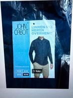 John Cabot Linnen Mix Heren Overhemd - Maat L, Ophalen, Zo goed als nieuw, Blauw, Halswijdte 39/40 (M)
