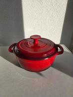 Rode gietijzeren pan met deksel - 23cm doorsnee, Huis en Inrichting, Keuken | Potten en Pannen, Ophalen, Gebruikt, Gietijzer, Keramische plaat