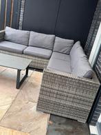 L-vormige lounge tuinset bank met kwaliteit kussens, Ophalen, 5 zitplaatsen, Gebruikt, Loungeset