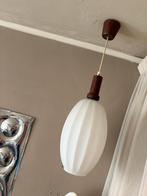 Mid-Century Glazen Vintage Hanglamp Retro Jaren 70, Ophalen, Zo goed als nieuw, Hout, Minder dan 50 cm