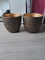 Zwart/Gouden Keramiek Bloempotten - Set van 2, Tuin en Terras, Bloempotten, Ophalen, Rond, Binnen, Aardewerk