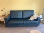 Gratis af te halen blauwe leren bank, Huis en Inrichting, Ophalen, Gebruikt, Tweepersoons, Rechte bank