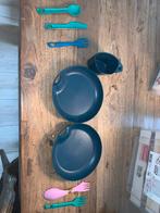 Plastic Camping Servies - Borden, Bestek, Spork, Caravans en Kamperen, Kampeeraccessoires, Ophalen of Verzenden, Gebruikt
