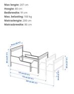 Meegroei Bed 80 x 200, Gebruikt, Matras, 70 tot 85 cm, Ophalen