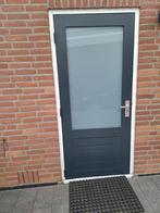 Zeer mooie houten achter deur  met mat glas erin, Doe-het-zelf en Verbouw, Deuren en Horren, Ophalen, 80 tot 100 cm, 200 tot 215 cm