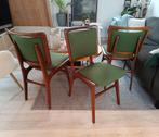3 vintage design eetkamerstoelen jaren '60, Huis en Inrichting, Stoelen, Ophalen of Verzenden, Gebruikt, Bruin, Hout