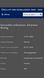 Konig Hoorn- Oss /WW2- Concentratiekamp Neuengamme, Ophalen of Verzenden, Bidprentje
