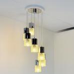 DDR chroom met bubbleglass cascadelamp, Huis en Inrichting, Lampen | Hanglampen, Vintage, Ophalen of Verzenden, Zo goed als nieuw