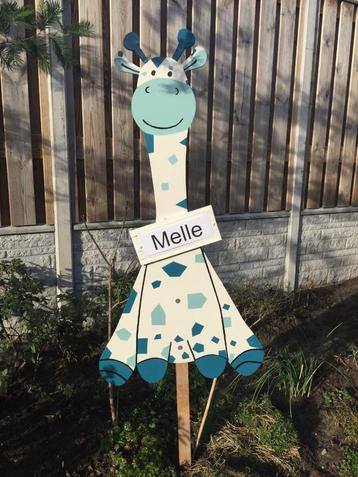 Geboortebord Giraf huren huur babyspullen jongen kraamcadeau beschikbaar voor biedingen