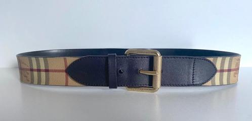 BURBERRY Bruin leer canvas novacheck riem  Maat 85, Kleding | Dames, Riemen en Ceinturen, Zo goed als nieuw, Tailleriem, 80 tot 90 cm