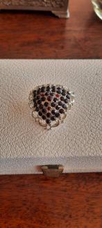 Antieke broche met granaatjes en zwarte git., Ophalen of Verzenden, Overige materialen, Broche, Met edelsteen