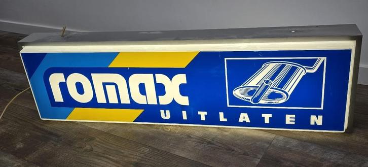 Romax uitlaten dubbelzijdige lichtbak., Verzamelen, Merken en Reclamevoorwerpen, Gebruikt, Lichtbak of (neon) lamp, Ophalen