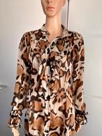 H382 Fifilles Paris maat 38=M lange blouse tuniek top bruin, Maat 38/40 (M), Beige, Ophalen of Verzenden, Zo goed als nieuw