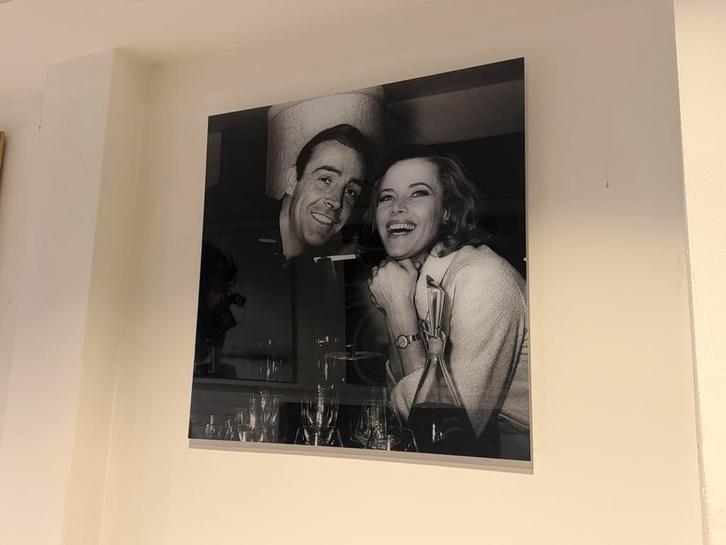 Zwart-wit portret van een lachend koppel, Antiek en Kunst, Kunst | Tekeningen en Foto's, Ophalen of Verzenden