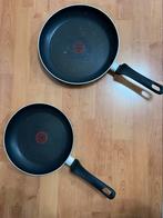 Twee Tefal Koekenpannen - Gebruikt, Huis en Inrichting, Keuken | Potten en Pannen, Ophalen, Gebruikt, Inductieplaat, Aluminium