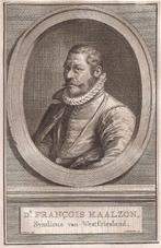 Portret Dr. François Maalzon, Syndicus Westfriesland ca.1750, Antiek en Kunst, Kunst | Etsen en Gravures, Ophalen of Verzenden