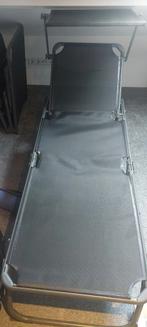 Twee zonnenligbedden verstelbaar met zonnedak antraciet, Ophalen, Gebruikt, Textileen, Verstelbaar