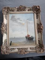Olieverf op doek bootjes P. Looyensteyn, Antiek en Kunst, Ophalen of Verzenden