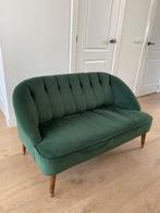 Vintage velvet emerald green bank (Made), 150 tot 200 cm, Rechte bank, Gebruikt, Vintage