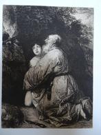 ets oude man omarmt naakt kind, naar Jan Lievens, 1880, Antiek en Kunst, Kunst | Etsen en Gravures, Verzenden
