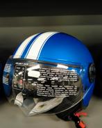 Blauwe helm met witte strepen – maat S/M, Fietsen en Brommers, Brommerhelmen, Ophalen of Verzenden, Gebruikt, Medium