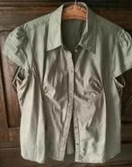 Groen-bruine blouse, bloes leuke borduursels; 48; Yessica, Kleding | Dames, Grote Maten, Ophalen of Verzenden, Zo goed als nieuw