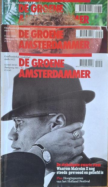 3x Groene Amsterdammer / 1 & 8 & 15 mei 2025 / nrs 18 19 20 beschikbaar voor biedingen