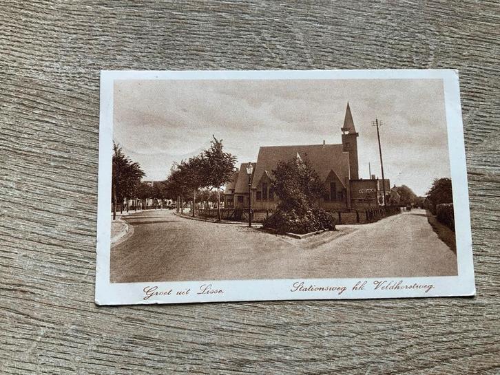 Ansichtkaart Lisse - Stationsweg/Veldhorstweg, Verzamelen, Ansichtkaarten | Nederland, Gelopen, Zuid-Holland, 1920 tot 1940, Ophalen of Verzenden