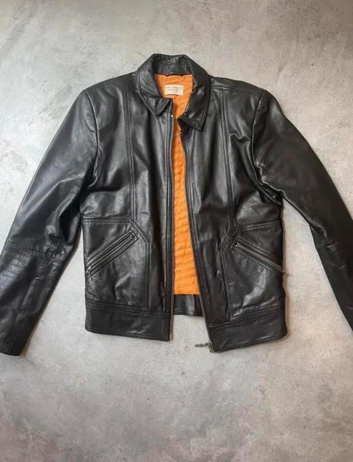 Nudie Jeans – Johnny Leather Jacket – Zwart – XL, Kleding | Heren, Jassen | Zomer, Zo goed als nieuw, Maat 56/58 (XL), Zwart, Ophalen of Verzenden