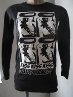 maat S, 1 zwarte longsleeve, met opdruk en steentjes, 72 cm., Zwart, Ophalen of Verzenden, Zo goed als nieuw, Lange mouw