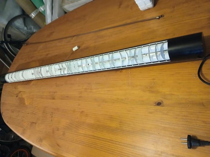 Vintage TL Buis Lamp - Industrieel Design, Huis en Inrichting, Lampen | Hanglampen, Gebruikt, Minder dan 50 cm, Kunststof, Metaal