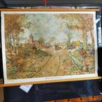 Oude landkaarten schoolkaart landkaart op linnen  Vintage, Landkaart, 1800 tot 2000, Nederland, Ophalen