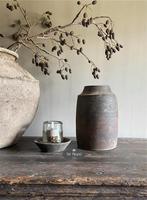 Oude houten pot kruik Aura Peeperkorn stoer sober landelijk, Huis en Inrichting, Woonaccessoires | Overige, Verzenden, Nieuw