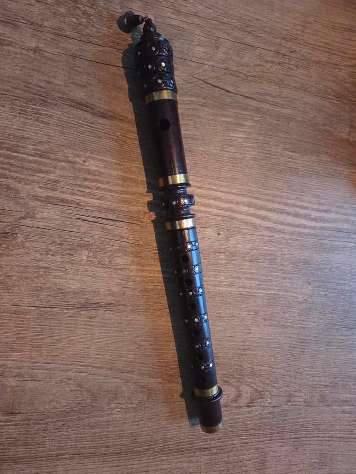 Antieke Houten Messing Basuri Fluit Ceremonieel, Antiek en Kunst, Antiek | Gereedschap en Instrumenten, Ophalen of Verzenden