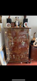 Handbeschilderde Chinese Kast 160125 cm Vintage, Antiek en Kunst, Antiek | Meubels | Kasten, Ophalen of Verzenden