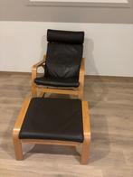 Ikea leren fauteuil wiegstoel €150, Ophalen, Zo goed als nieuw, 50 tot 75 cm, Hout