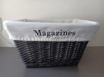 Rieten tijdschriftenmand met voering – 45x35x25 cm, Ophalen of Verzenden, Zo goed als nieuw