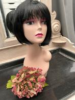 Mannequin Hoofd met Pruik nieuw beide - Zwart Bob Kapsel, Antiek en Kunst, Curiosa en Brocante, Ophalen of Verzenden