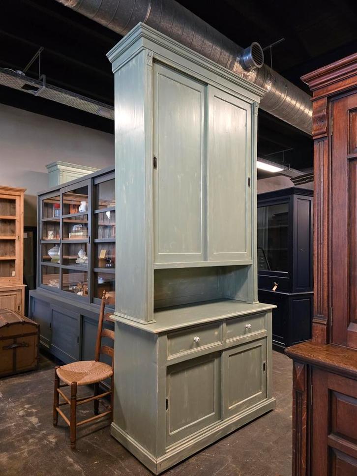 Hoog! Smalle groene buffetkast | keukenkast | boekenkast, Huis en Inrichting, Kasten | Buffetkasten, Gebruikt, 200 cm of meer