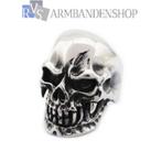 Div. ringen Harley Biker Skull Dragon Satan RVS zilver staal, Nieuw, 17 tot 18, Dame of Heer, Zilver
