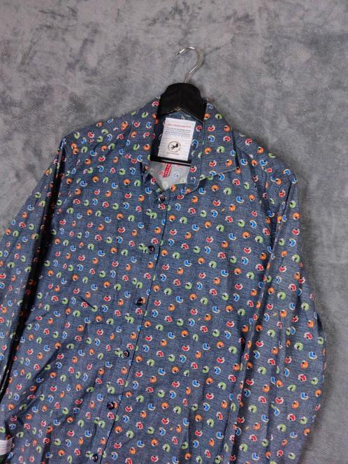 A Fish Named Fred Overhemd M Helm Print Donkerblauw Blouse, Kleding | Heren, Overhemden, Zo goed als nieuw, Halswijdte 41/42 (L)