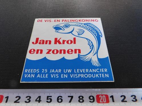 sticker jan krol en zonen de vis- en palingkoning, Verzamelen, Stickers, Zo goed als nieuw, Bedrijf of Vereniging, Ophalen