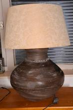 Kruik lamp met stenen voet en kap, Gebruikt, Vintage, Ophalen of Verzenden, Minder dan 100 cm